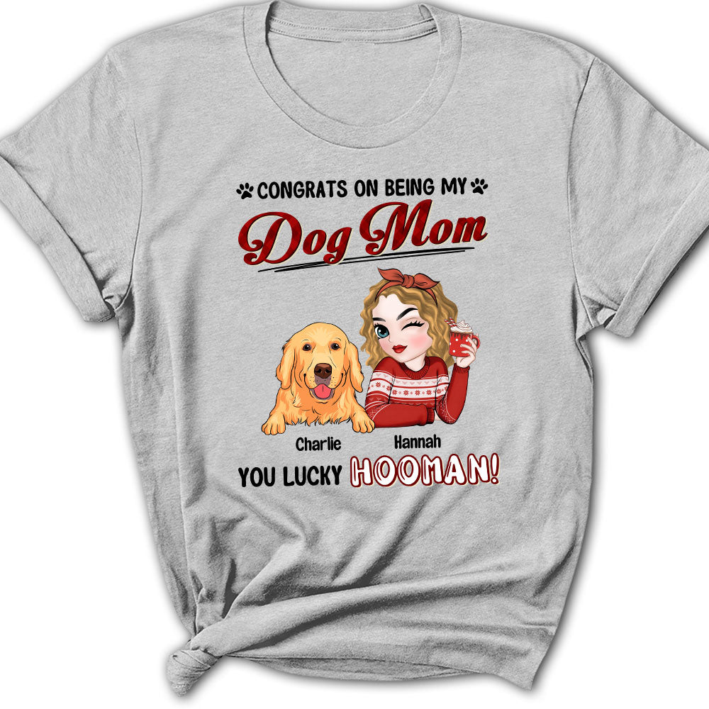 Lucky Dog Dad and Mom - Personalized Custom Women's T-shirt for Pet Lovers