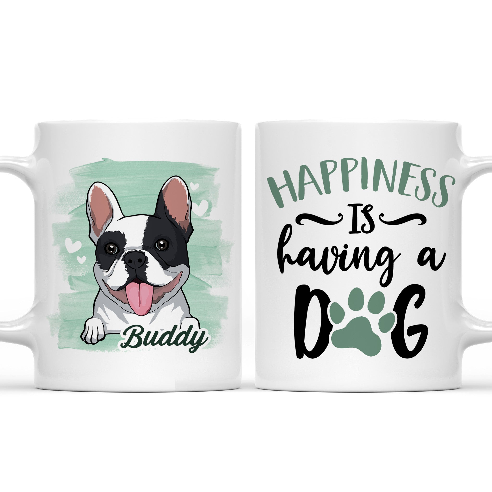 Happiness Is Having A Dog - Personalized 11oz Custom Coffee Mug for Pet Lovers
