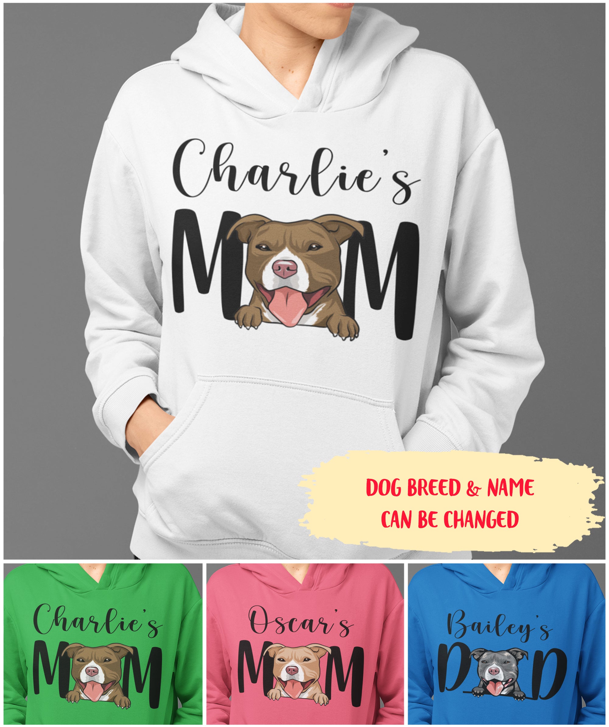 Personalized Custom Unisex Pitbull's Mom/Dad Hoodie - 8.0 oz