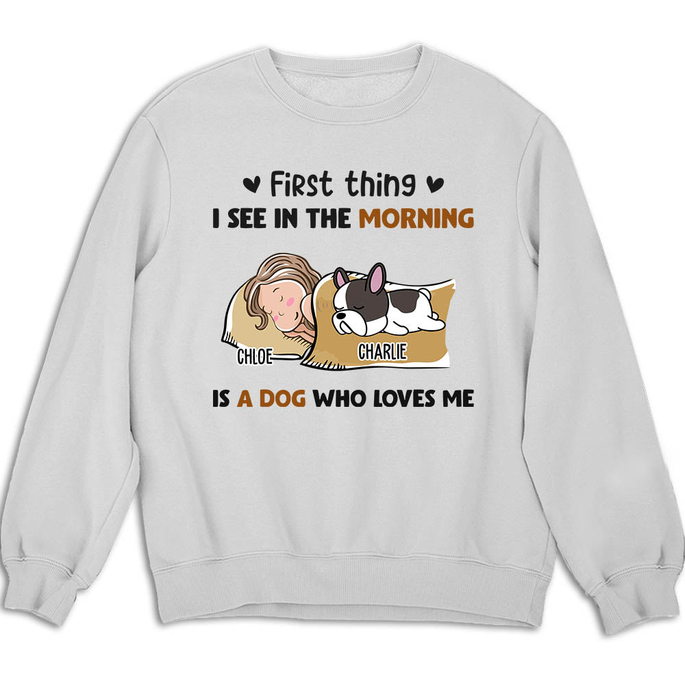 Morning First Thing - Customizable Personalized Unisex 8.0 oz Sweatshirt for Pet Lovers