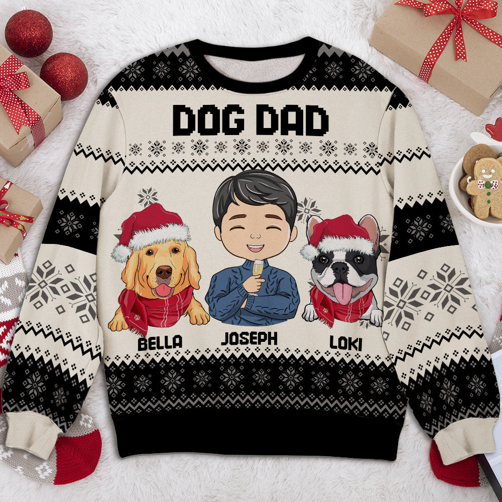 Dog Dad Christmas - Exclusive Personalized Custom All-Over-Print Unisex Sweatshirt