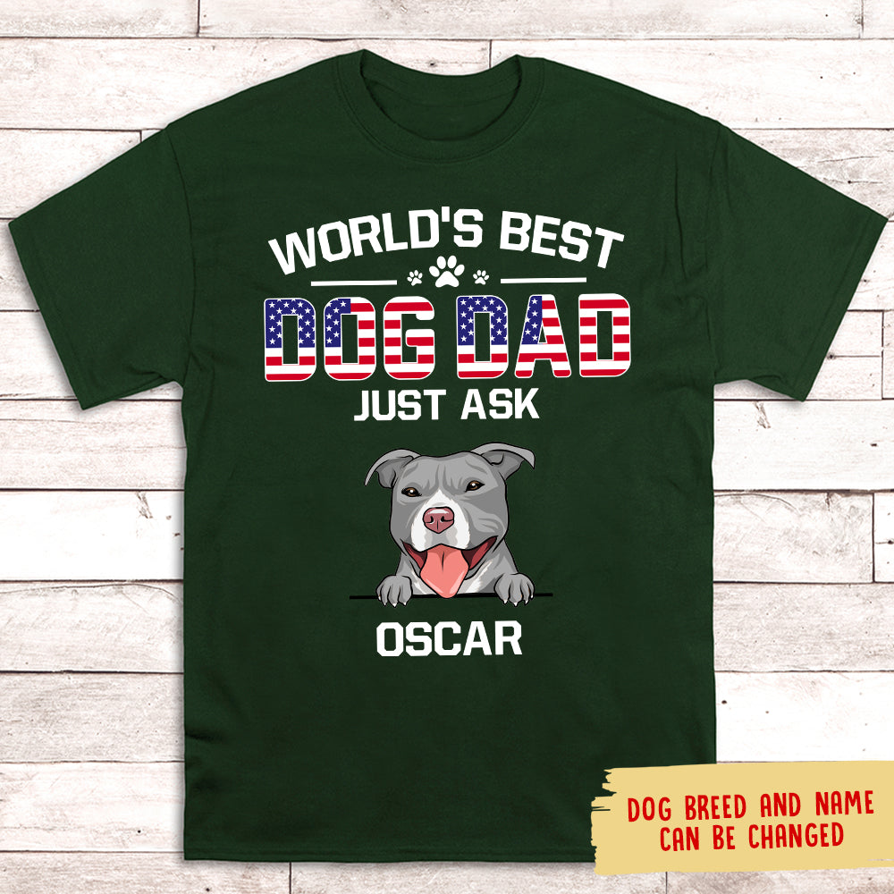 American Best Dog Dad - Personalized Custom Unisex 5.3 oz T-shirt for Pet Lovers