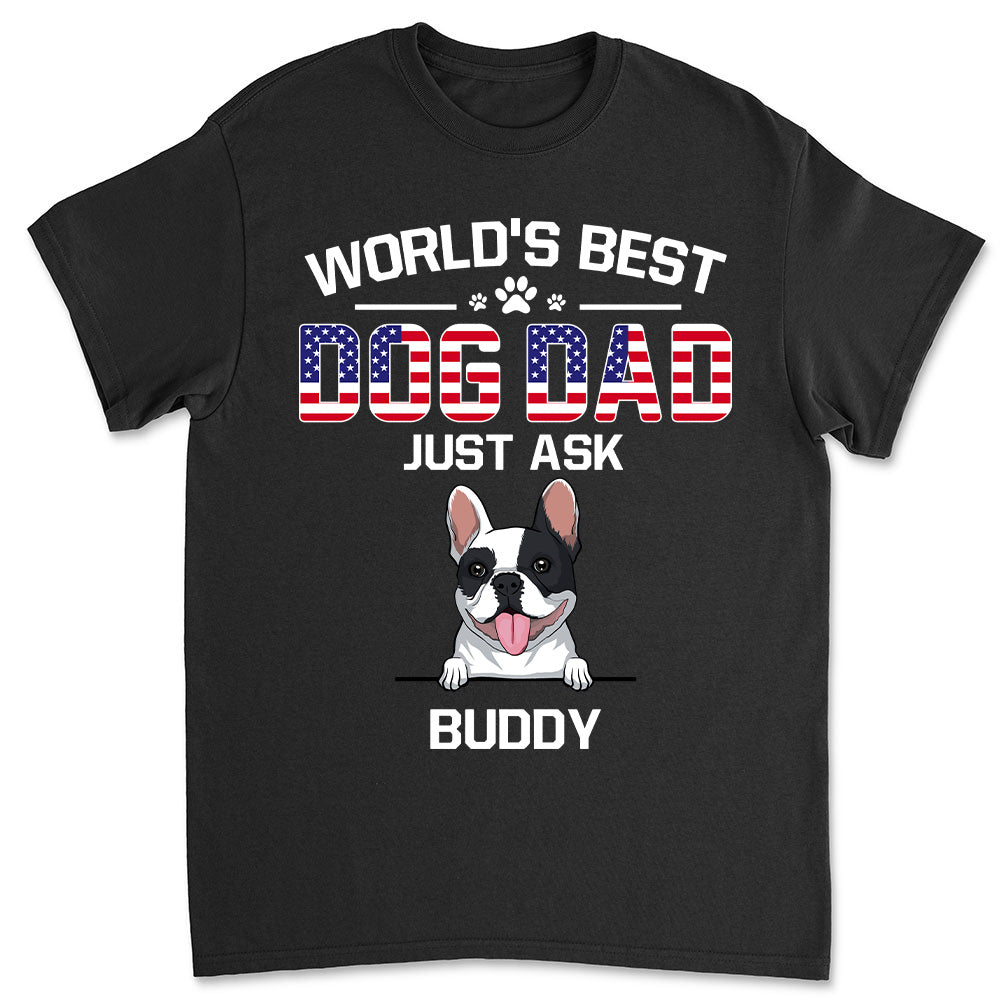 American Best Dog Dad - Personalized Custom Unisex 5.3 oz T-shirt for Pet Lovers