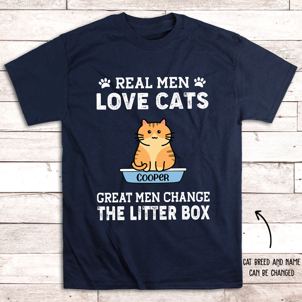 Real Men Love Cats - Personalized Custom Unisex 5.3 oz T-shirt for Pet Lovers