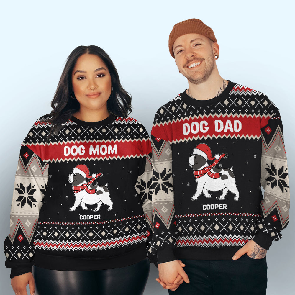 Snowy Dog Mom Dad - Personalized Custom All-Over-Print Unisex 8.8 oz Polyester Blend Sweatshirt