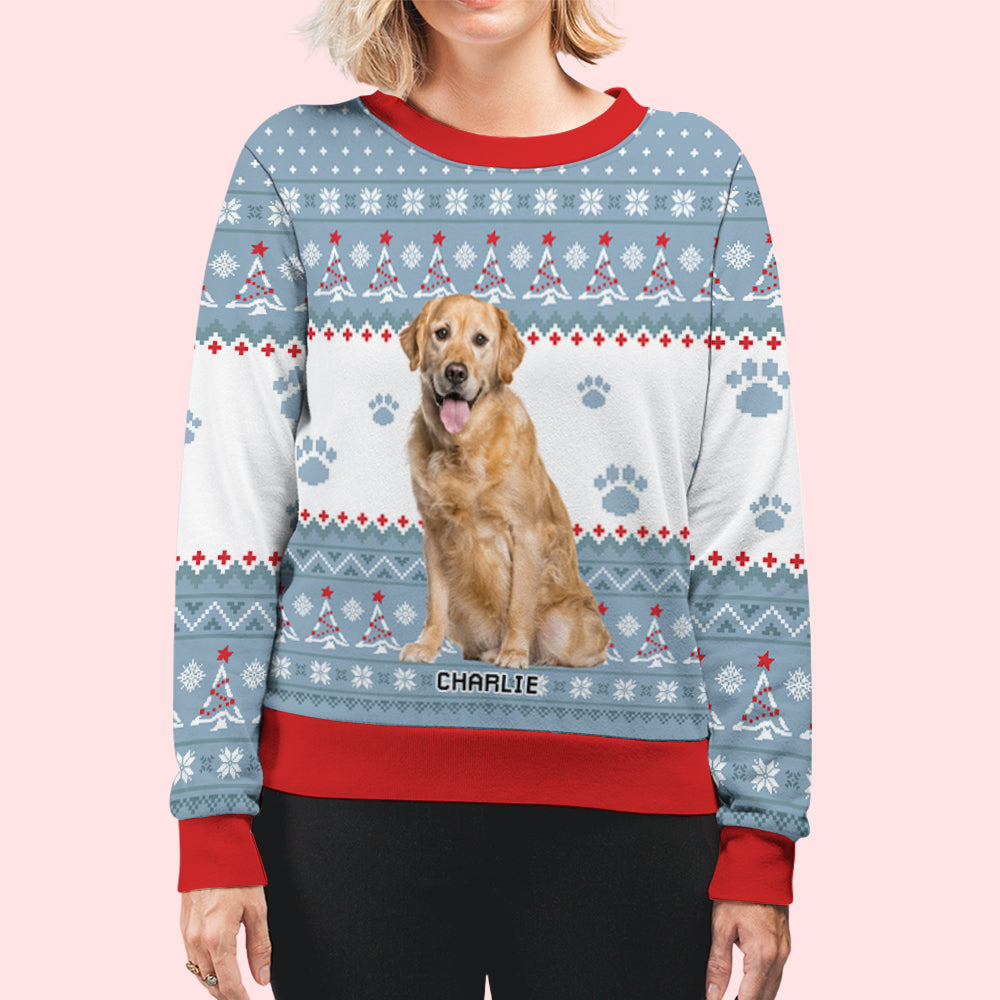Snow Dog Photo - Personalized Custom All-Over-Print Unisex 8.8 oz Polyester Blend Sweatshirt