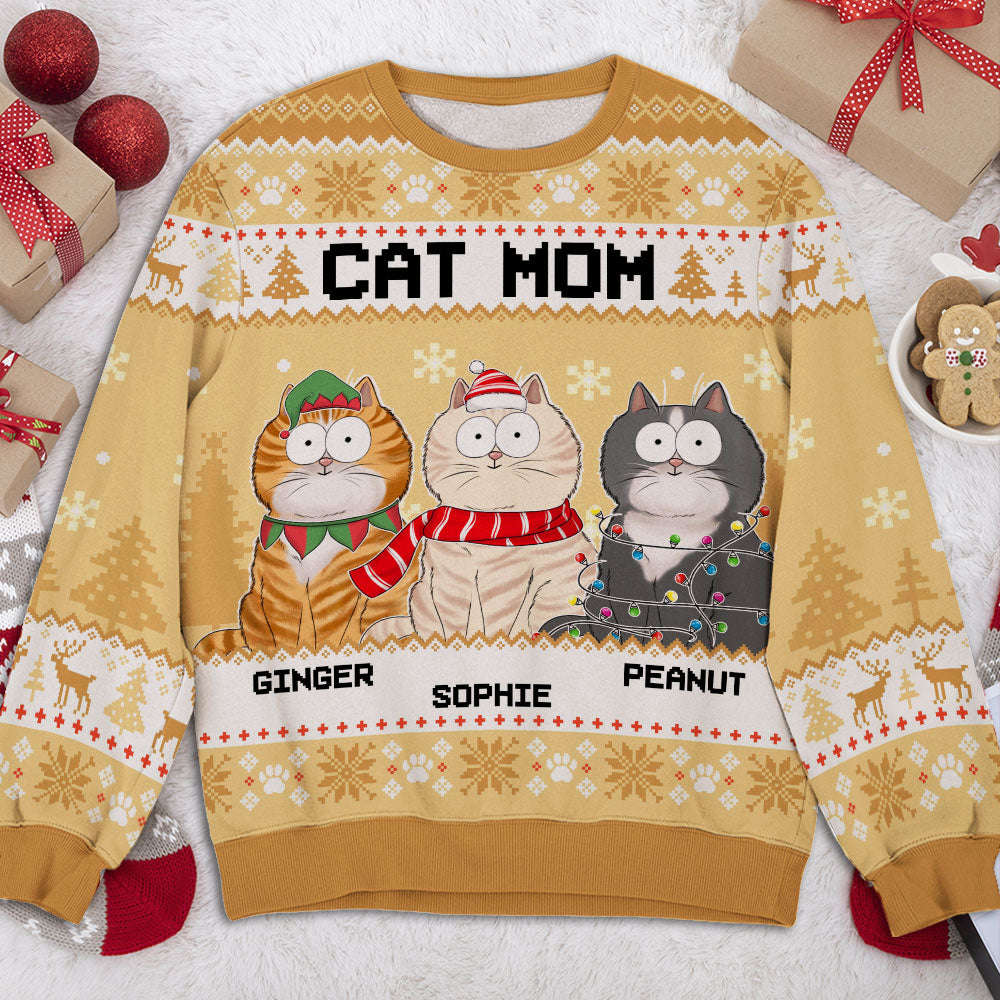 Funny Cat Mum - Personalized Custom All-Over-Print Unisex 8.8 oz Polyester Blend Sweatshirt for Pet Lovers