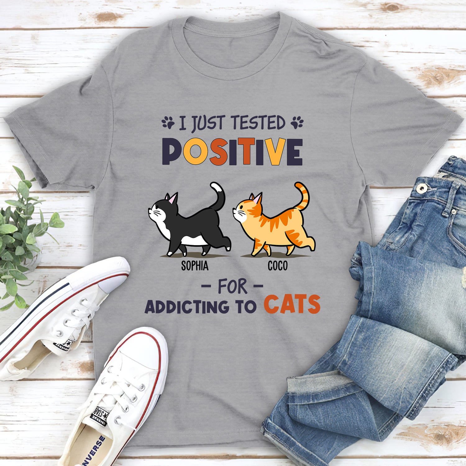Customizable Positive Unisex T-shirt for Cat Lovers