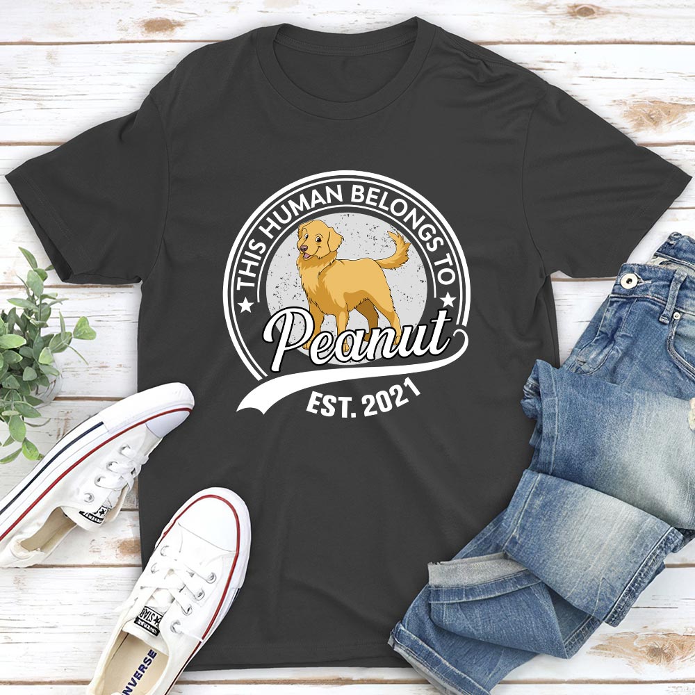 Unique Personalized Custom Unisex Human Belongs To Dog Cartoon T-shirt