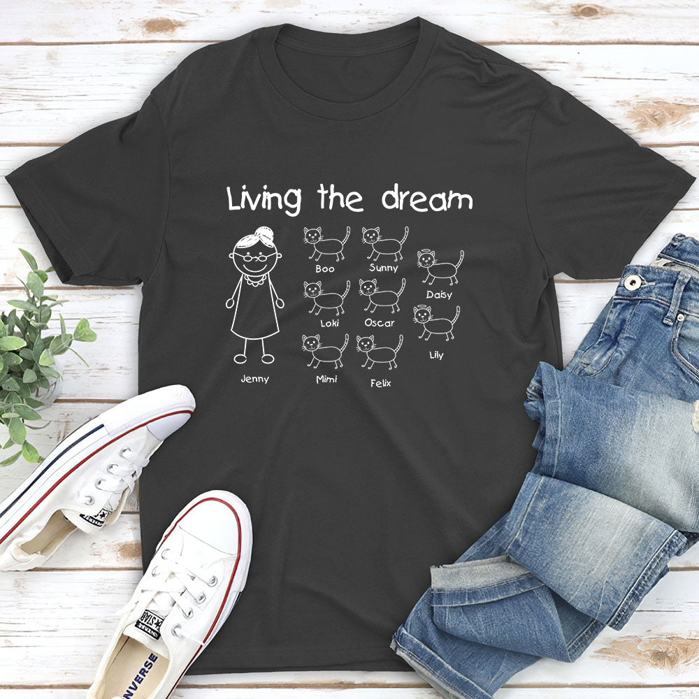Living The Dream - Personalized Custom Unisex 5.3 oz T-shirt for Pet Lovers
