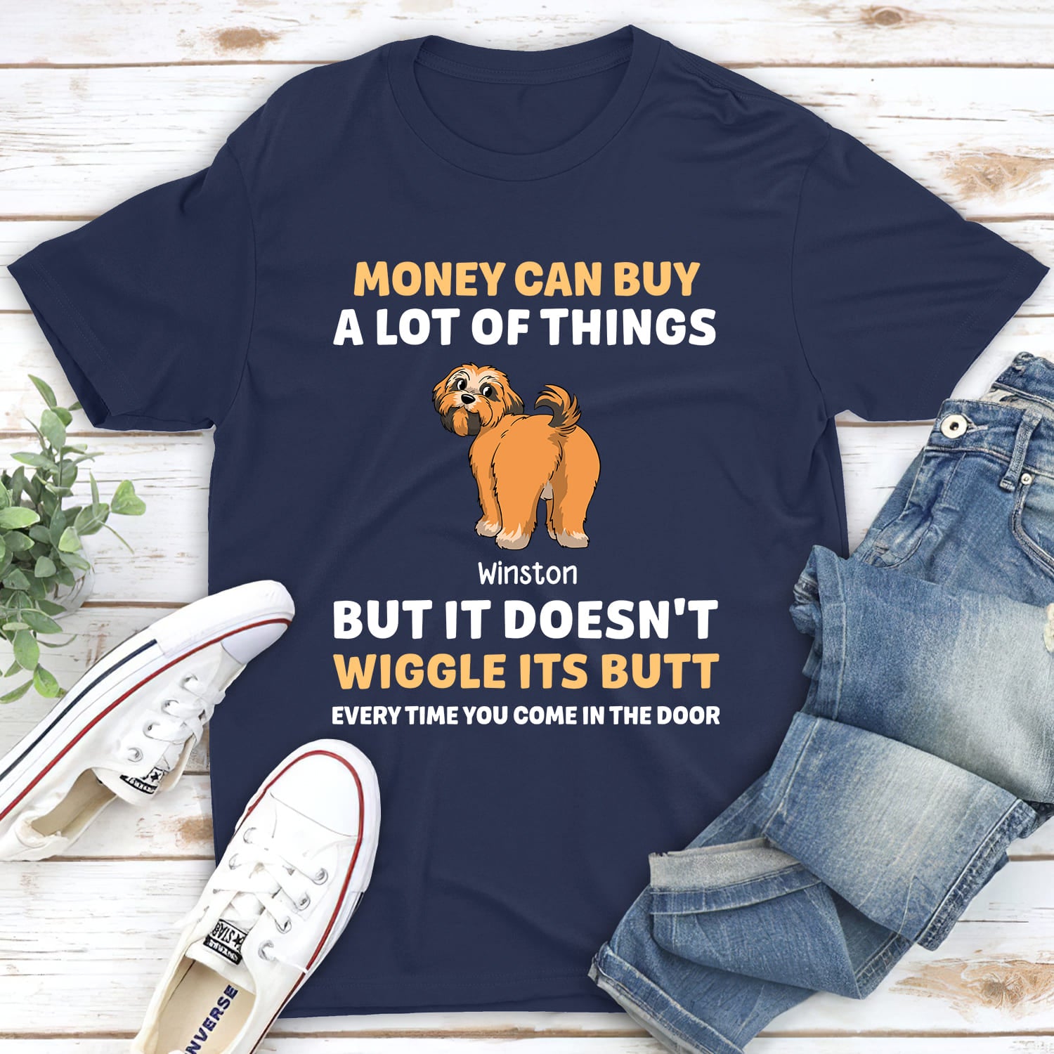 Wiggle Butt - Personalized Custom Unisex 5.3 oz T-shirt for Pet Lovers