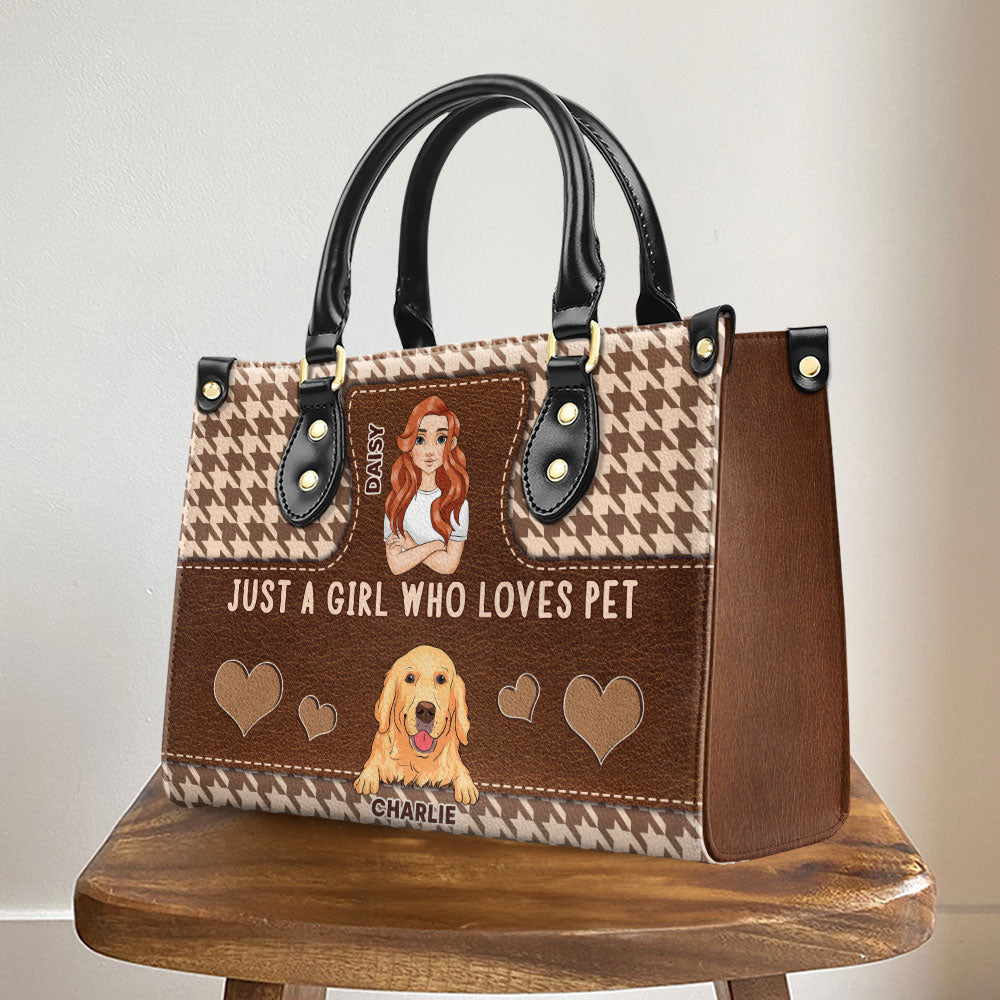 Personalized Custom Girl's Leather Bag Featuring Pets