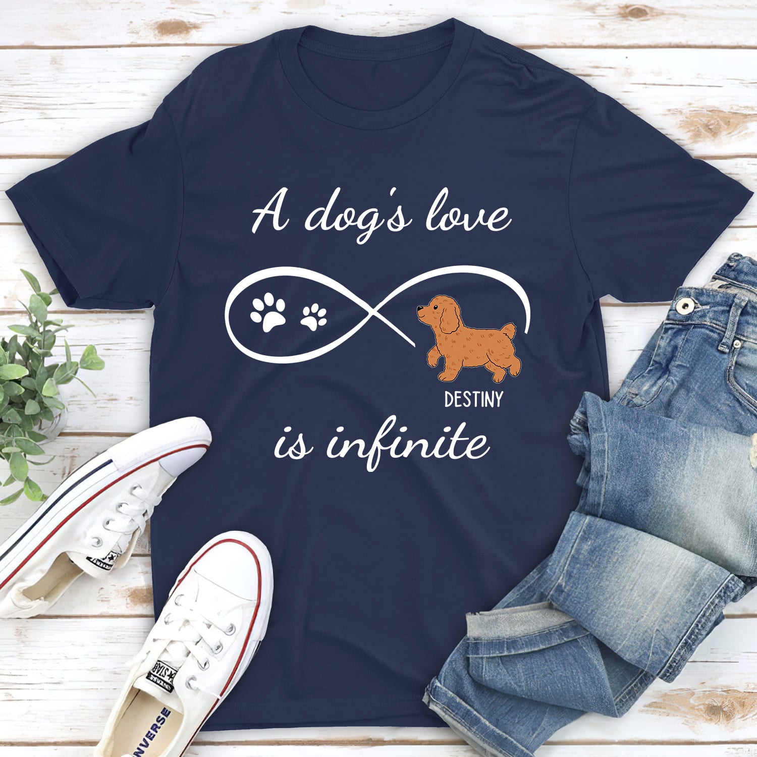 Dog's Infinite Love - Personalized Custom Unisex 5.3 oz Heavy Cotton T-shirt