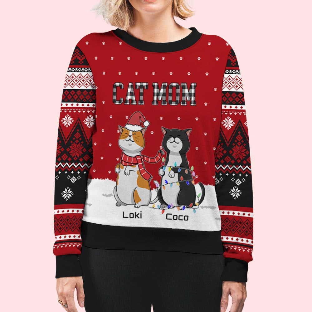 Unique Cat Chilling Pattern - Personalized Custom All-Over-Print Unisex 8.8 oz Sweatshirt for Pet Lovers