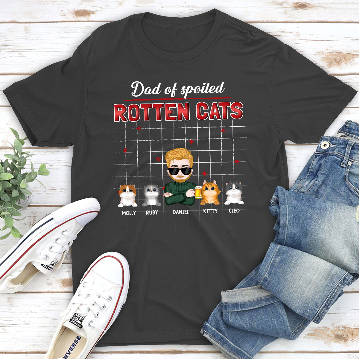 Best Cat Dad Mom - Customizable Personalized Unisex 5.3 oz T-shirt for Pet Lovers