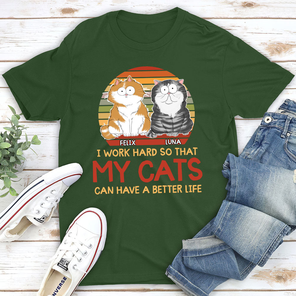 Cats Better Life - Personalized Custom Unisex 5.3 oz T-shirt for Pet Lovers