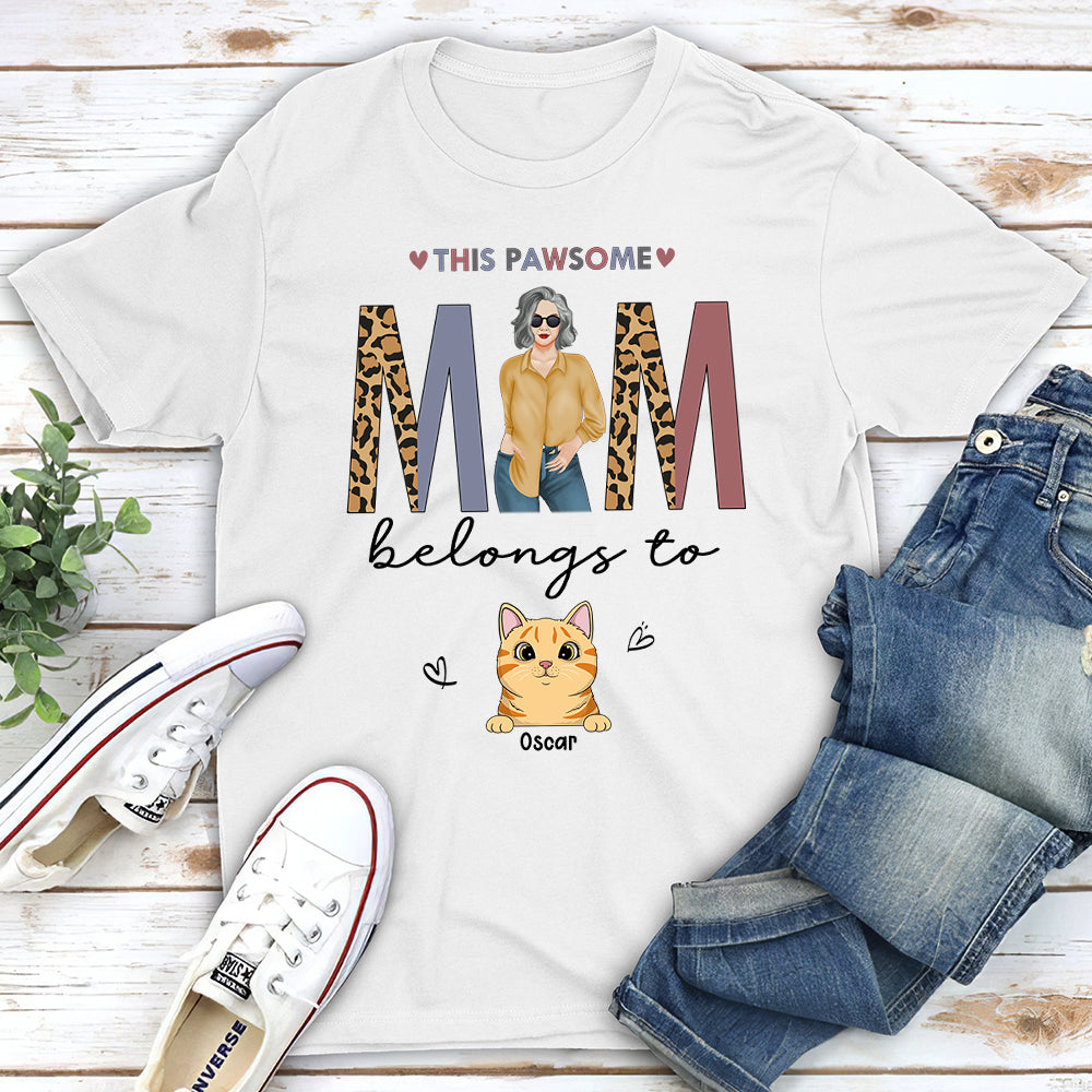 Pawsome Mom Personalized Custom Unisex 5.3 oz T-shirt - Ideal Gift for Pet Lovers