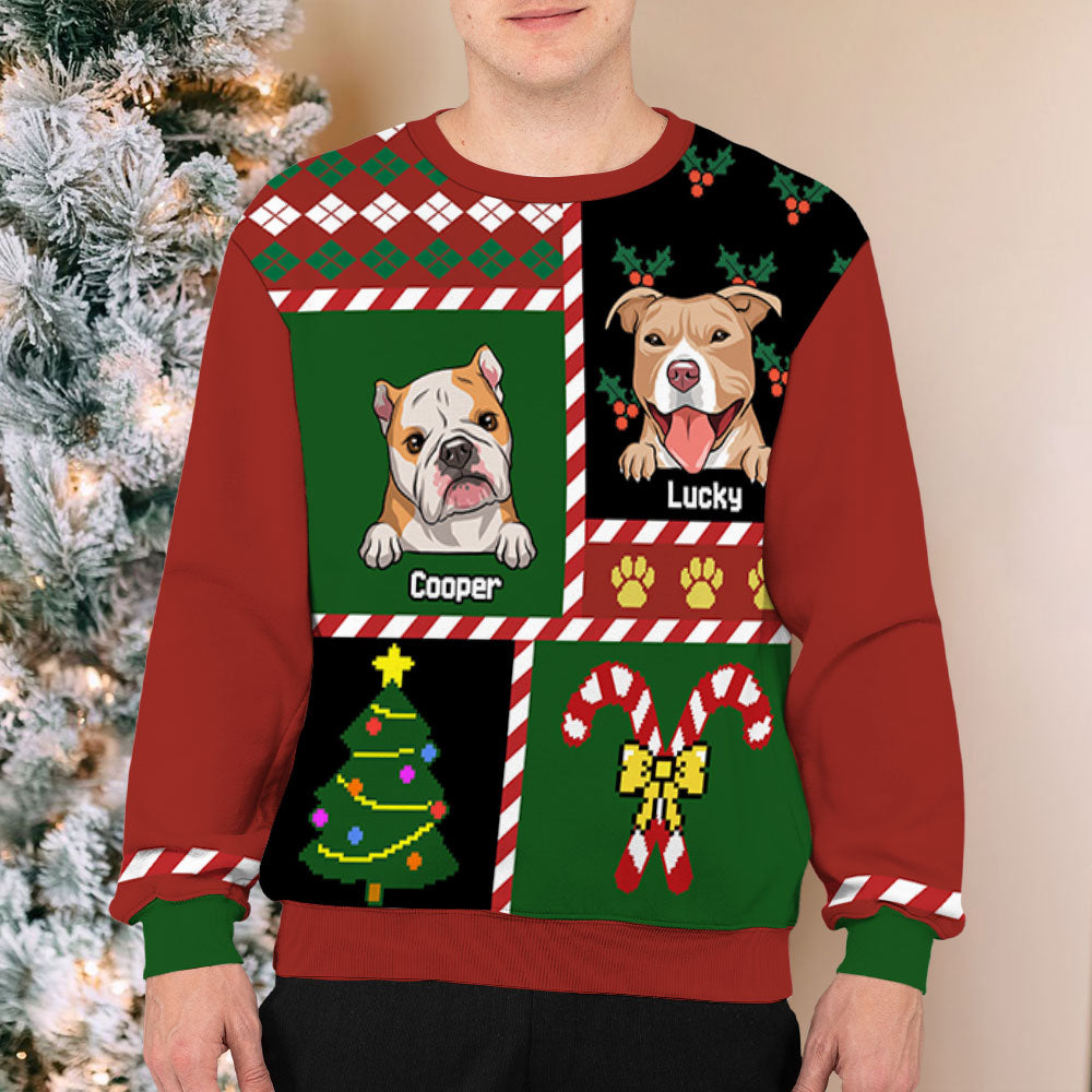 Adorable Peeking Dog Patchwork - Personalized Custom All-Over-Print Unisex 8.8 oz Sweatshirt for Dog Lovers