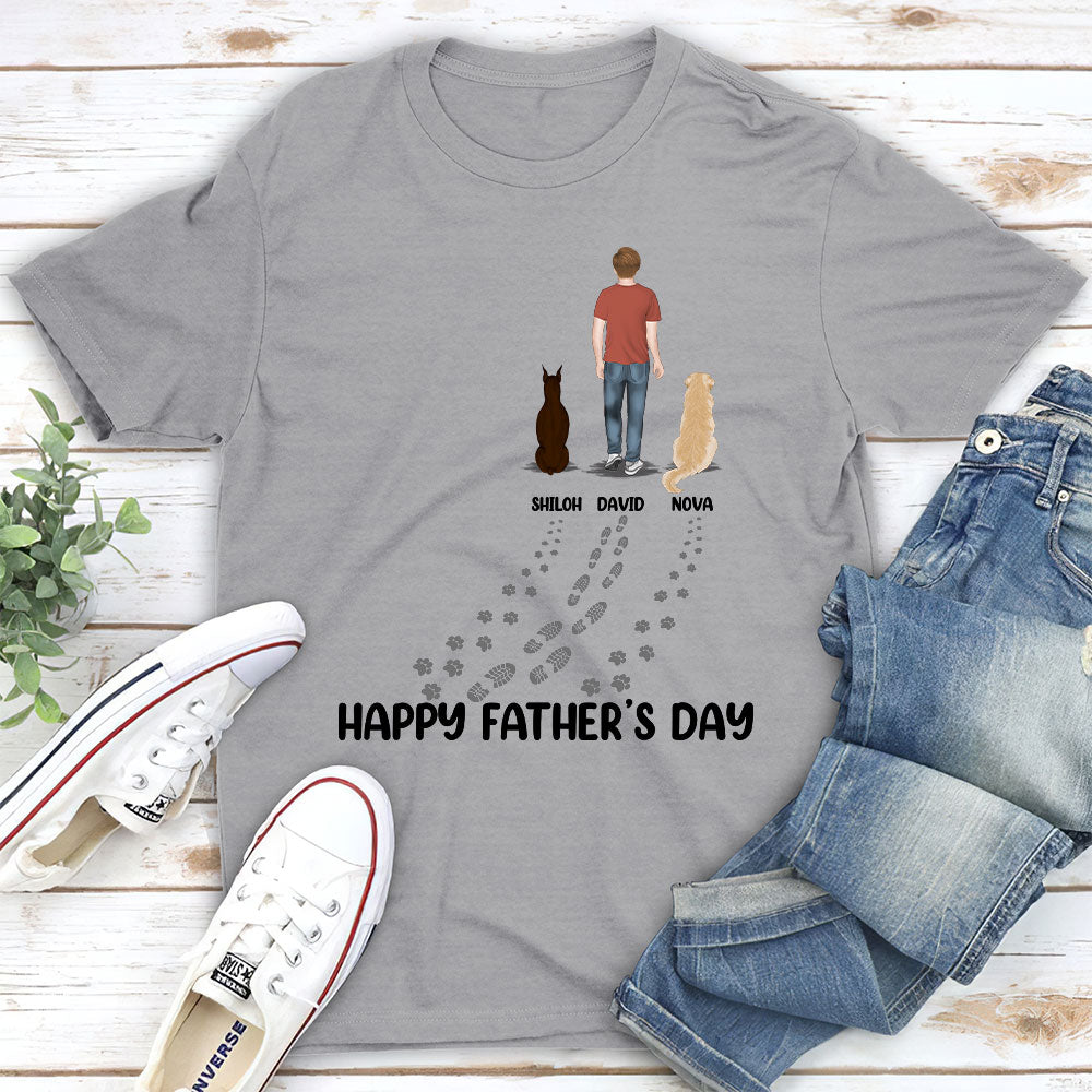 Happy Fathers Day Personalized Custom Unisex T-shirt for the Best Dog Dad - 5.3 oz, Various Color Combinations