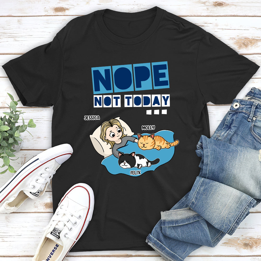 Exclusive Nope Not Today Sleeping Cat Personalized Custom Unisex 5.3 oz T-shirt