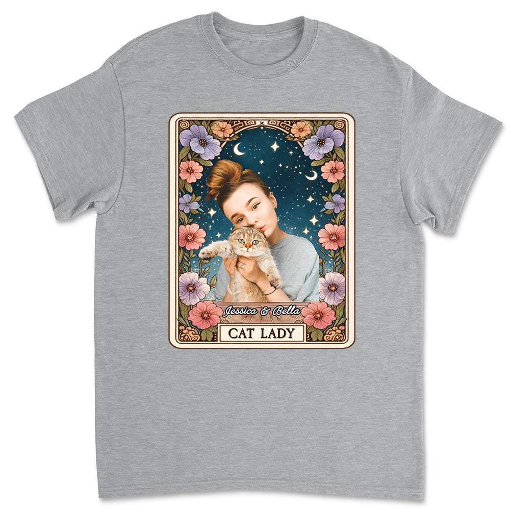 Unique Personalized Custom Unisex Cat Lady Tarot Photo T-Shirt