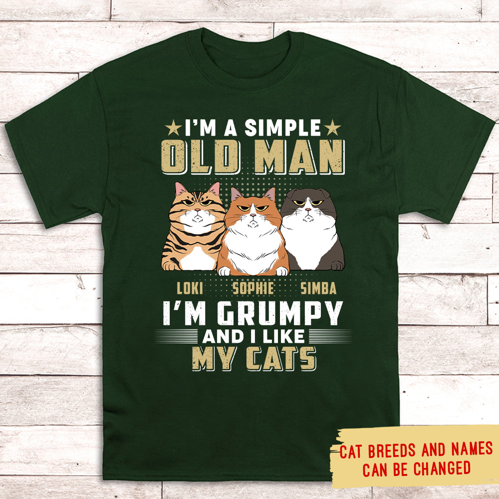 Unique Personalized Custom Unisex Simple Old Man Cat T-shirt