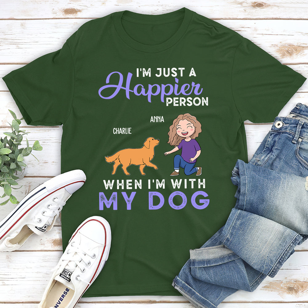 Happier Person - Personalized Custom Unisex T-shirt for Pet Lovers