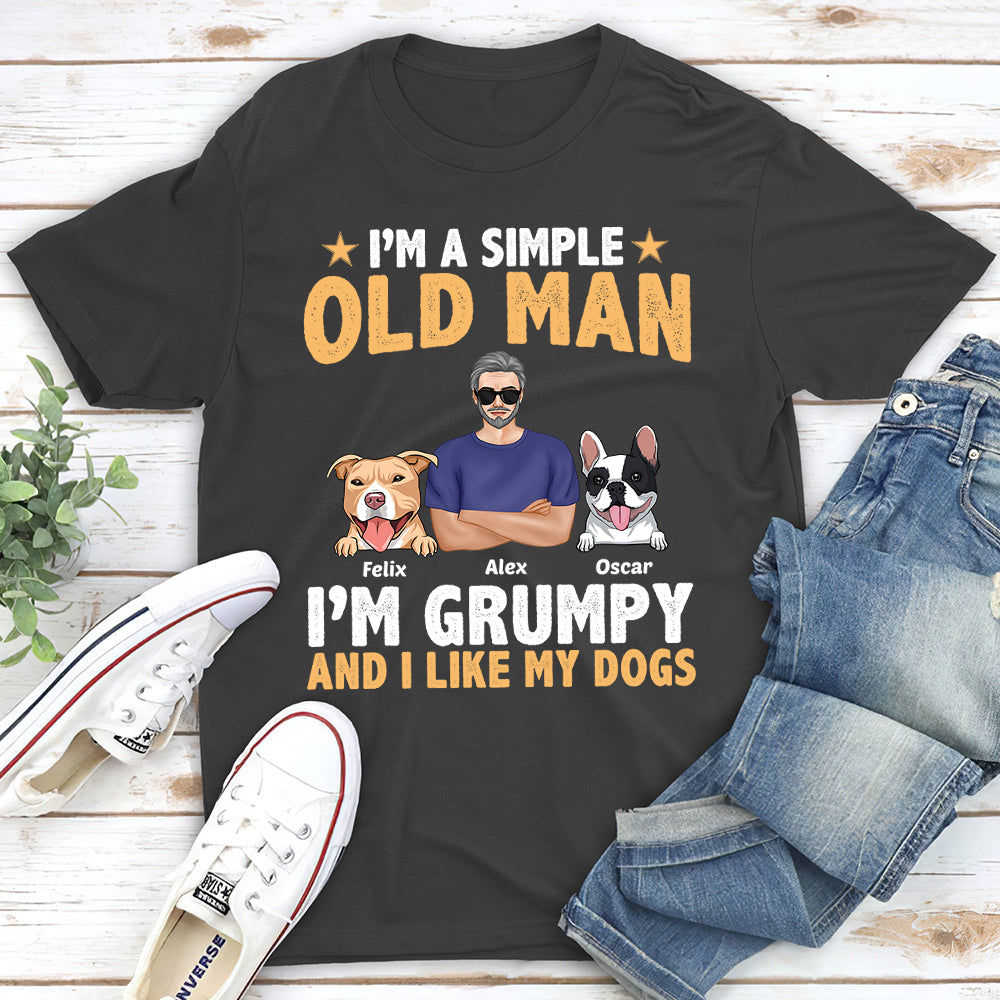 Old Man And Dogs - Personalized Custom Unisex 5.3 oz T-shirt for Pet Lovers