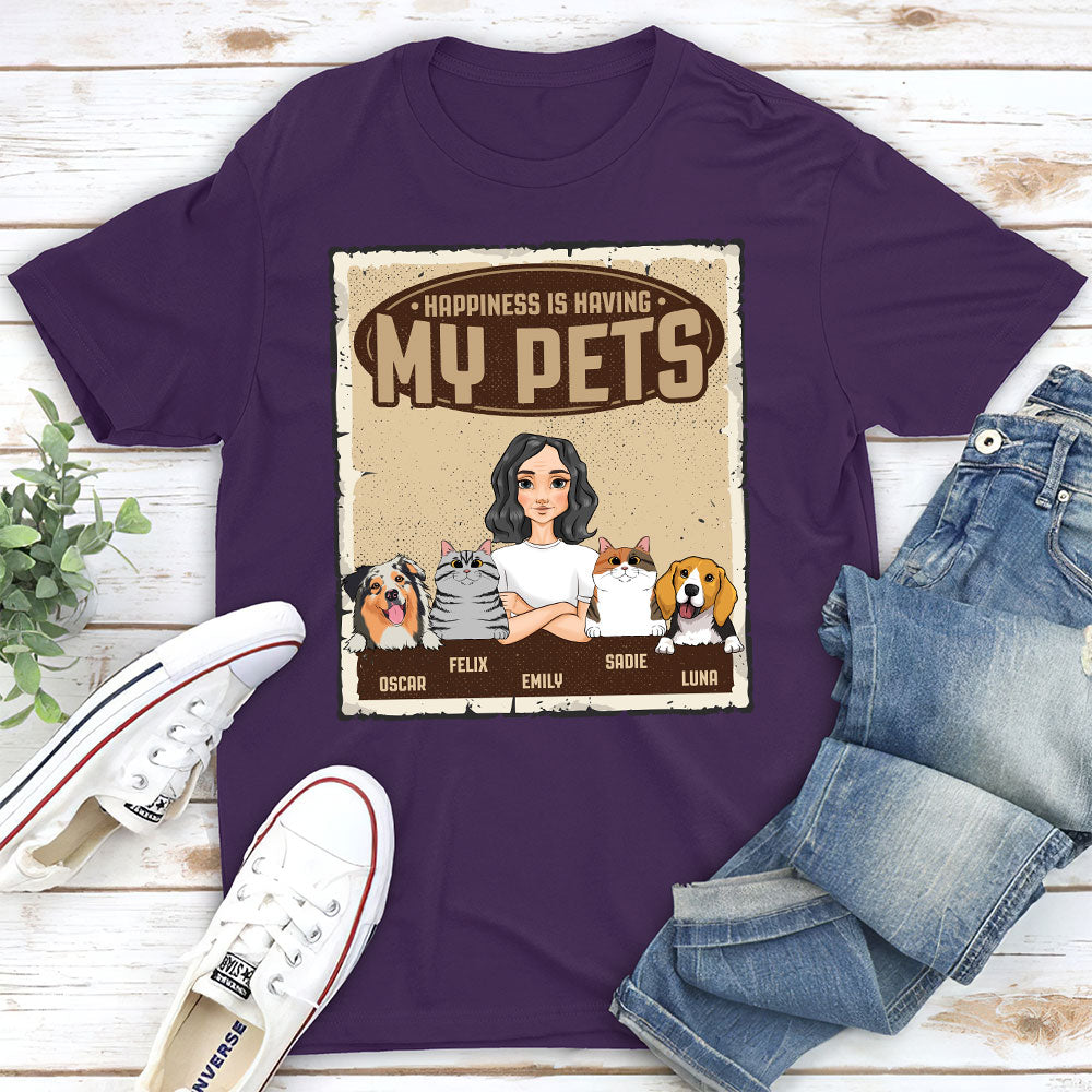 Personalized Custom Unisex Happiness T-shirt - Ideal Gift for Pet Lovers