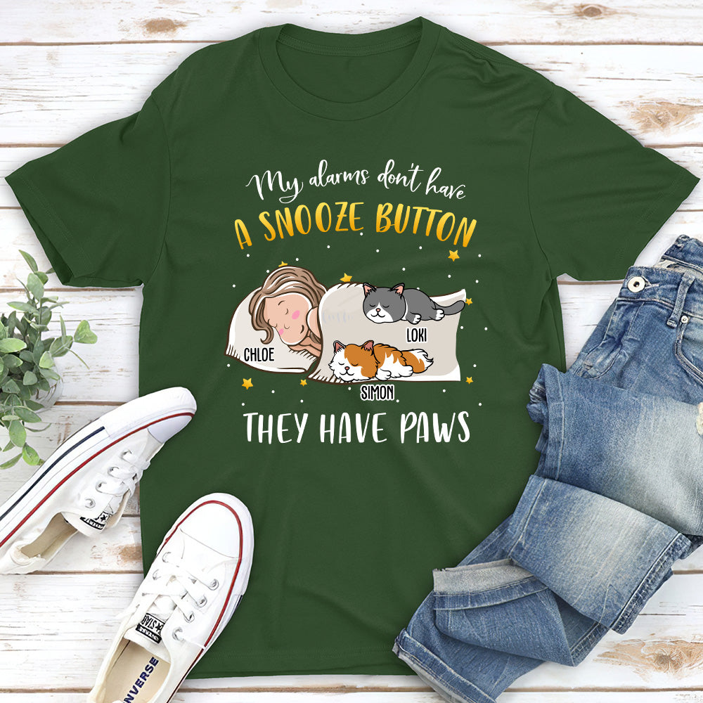 My Alarm Has Paws - Personalized Custom Unisex 5.3 oz T-shirt for Pet Lovers