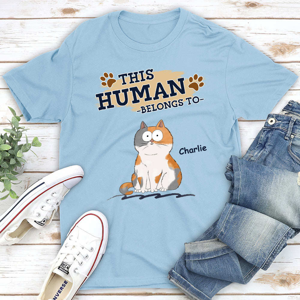 Belongs To My Cat - Personalized Custom Unisex 5.3 oz T-shirt for Pet Lovers