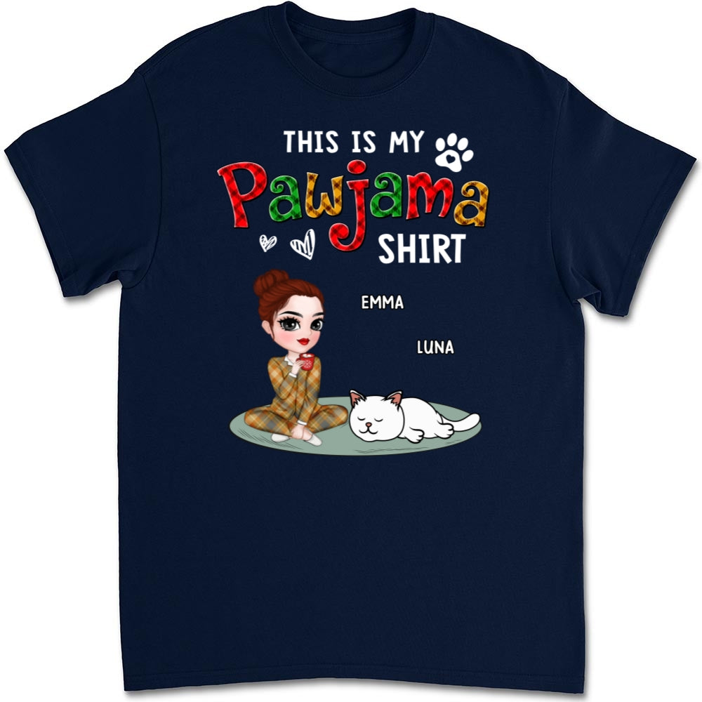 My Pawjama Shirt Cat Version 2 - Personalized Custom Unisex 5.3 oz T-shirt with Copyrighted Artwork