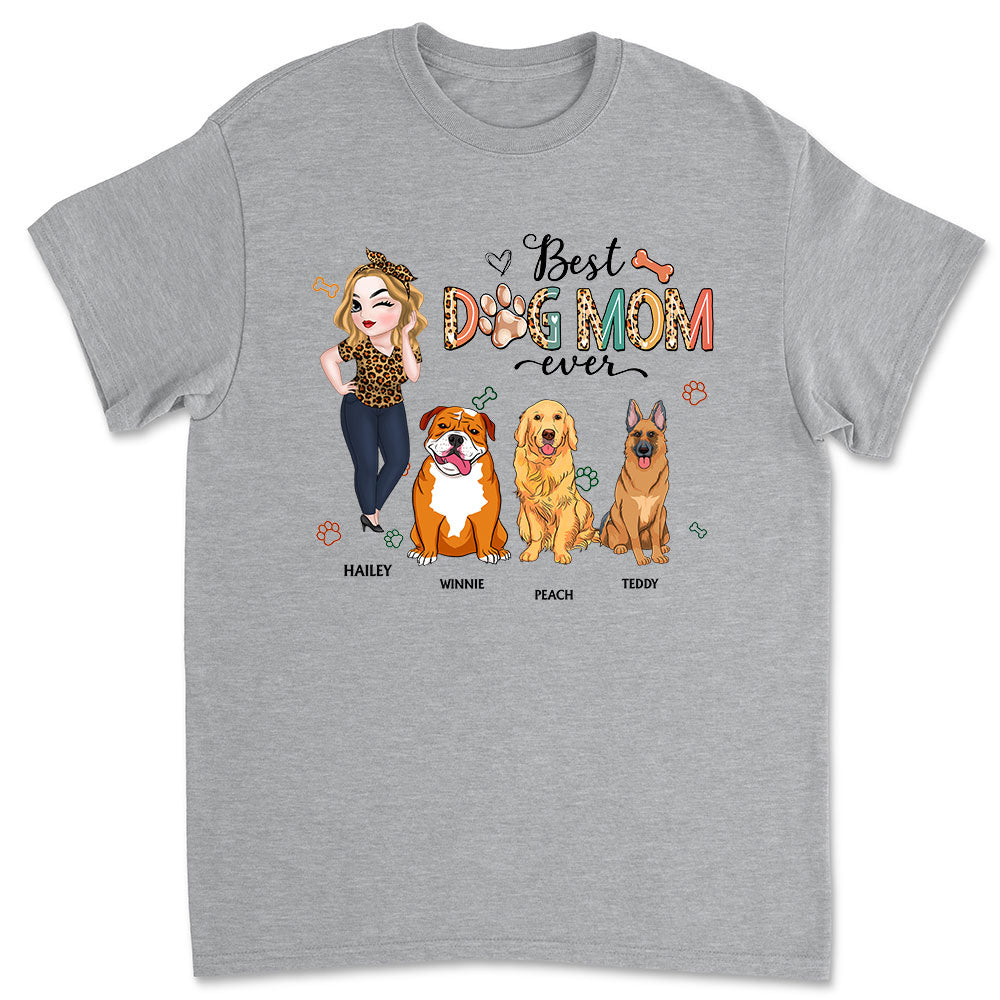 Best Dog Mom Ever And Ever Version 2 - Personalized Custom Unisex 5.3 oz T-Shirt for Pet Lovers