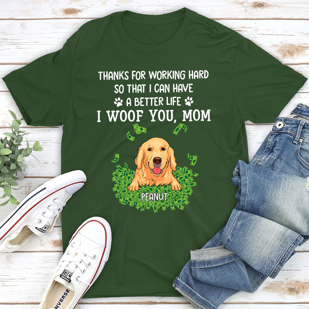 Thanks For Working Hard - Personalized Custom Unisex 5.3 oz T-shirt for Pet Lovers