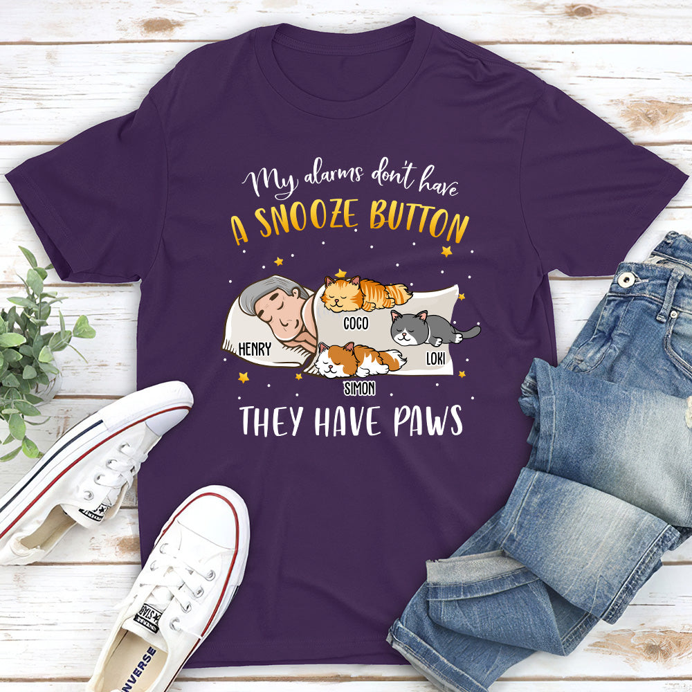 My Alarm Has Paws - Personalized Custom Unisex 5.3 oz T-shirt for Pet Lovers