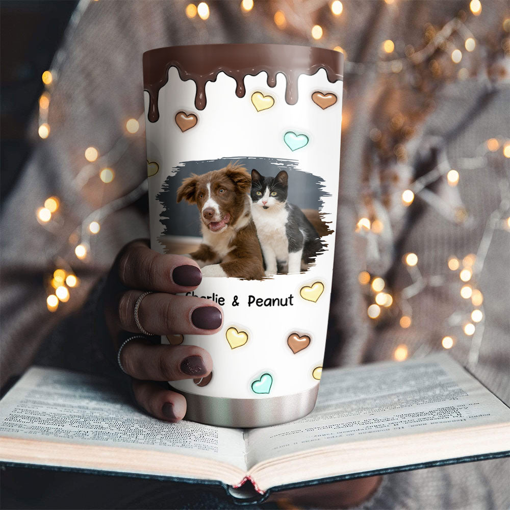Personalized Custom 3D Inflated Coffee And Pet Photo Tumbler - 20oz High - Quality Stainless Steel
