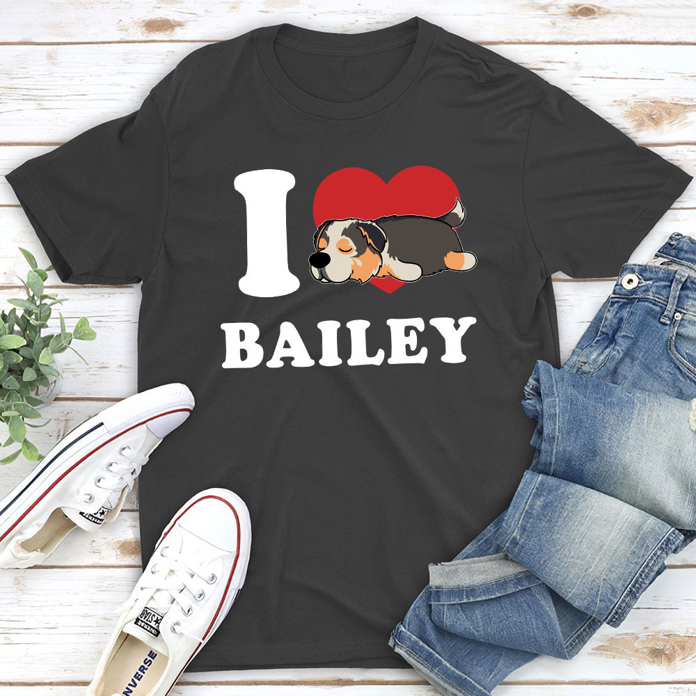 I Love My Dog - Personalized Custom Unisex 5.3 oz T-shirt for Pet Lovers