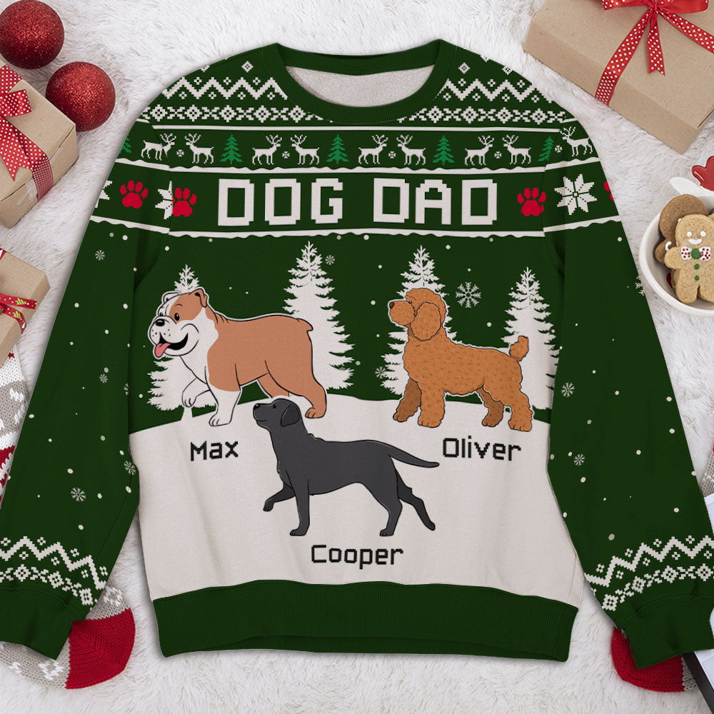 Stylish Personalized Custom All-Over-Print Winter Dog Walking 2 Sweatshirt for Dog Lovers