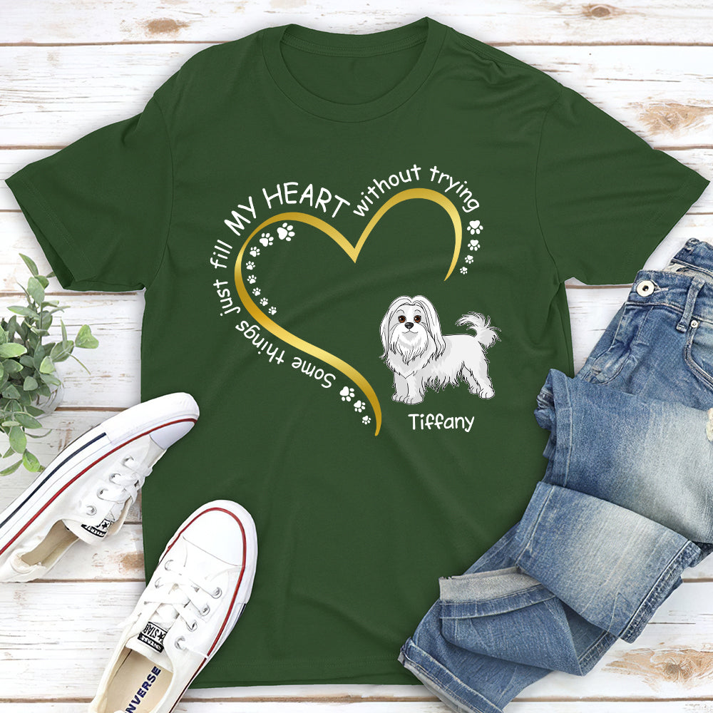 Dogs Fill My Heart - Personalized Custom Unisex Heavy Cotton T-shirt for Pet Lovers