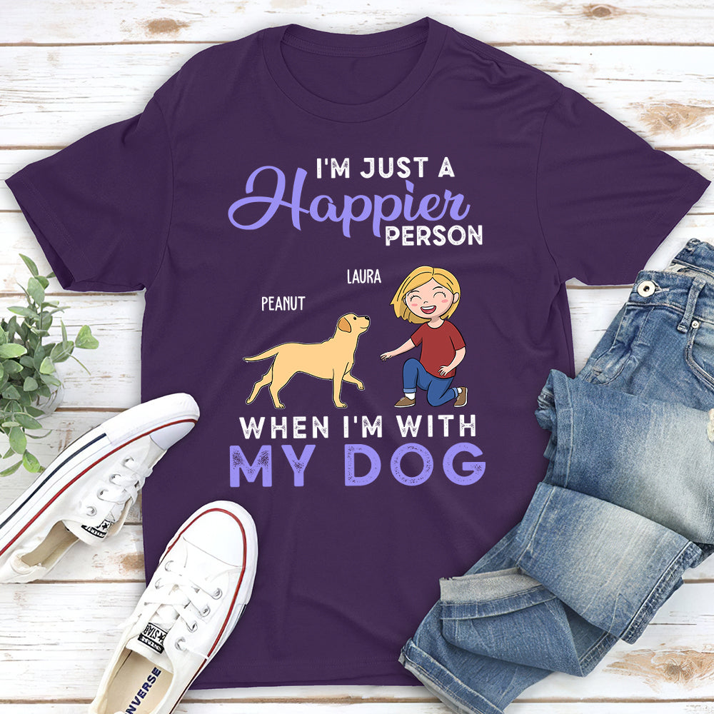 Happier Person - Personalized Custom Unisex T-shirt for Pet Lovers