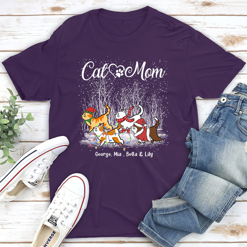 Cat Dad Mom Snow - Customizable Unisex 5.3 oz Personalized T-shirt