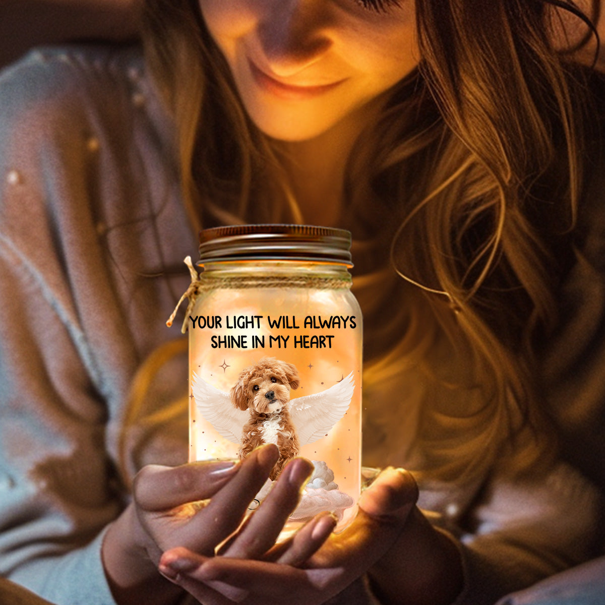 Forever In My Heart - Personalized Custom 16oz Mason Jar Light for Pet Lovers