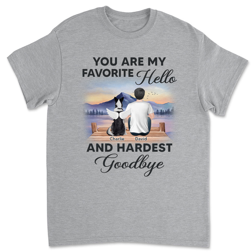 My Favorite Hello Memorial Dawn - Personalized Custom Unisex 5.3 oz T-shirt for Pet Lovers