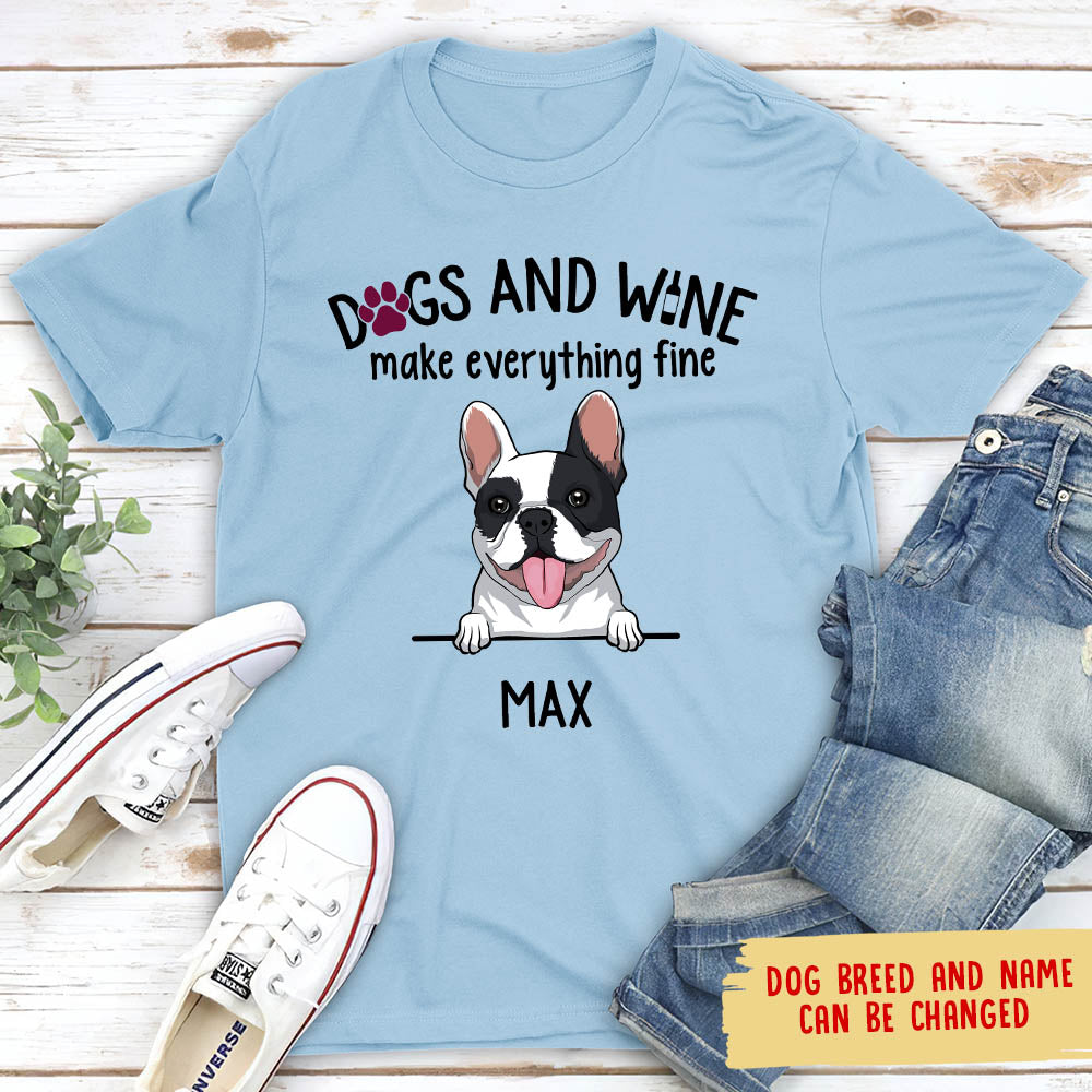Dogs And Wine - Personalized Custom Unisex 5.3 oz T-shirt for Pet Lovers