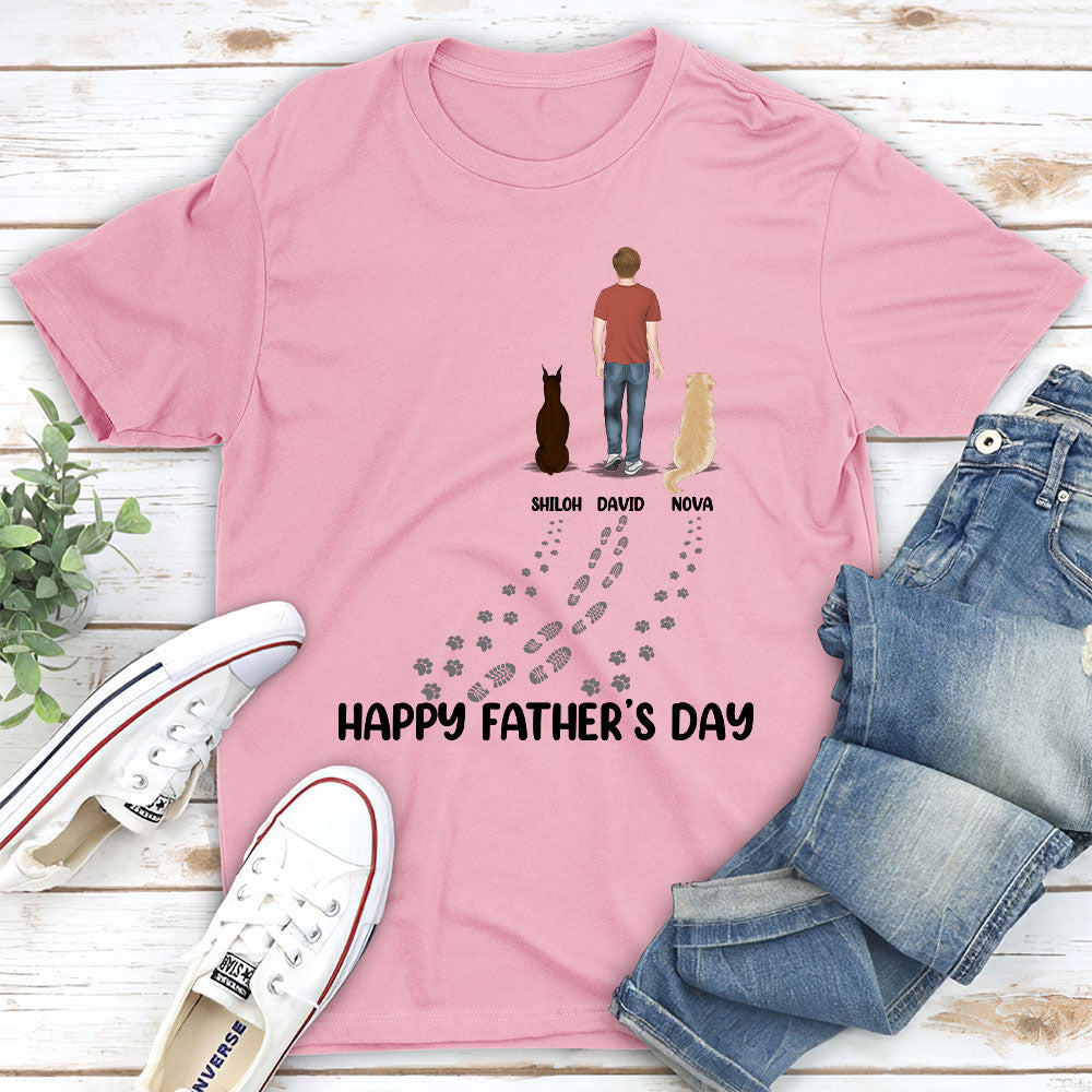 Happy Fathers Day Personalized Custom Unisex T-shirt for the Best Dog Dad - 5.3 oz, Various Color Combinations