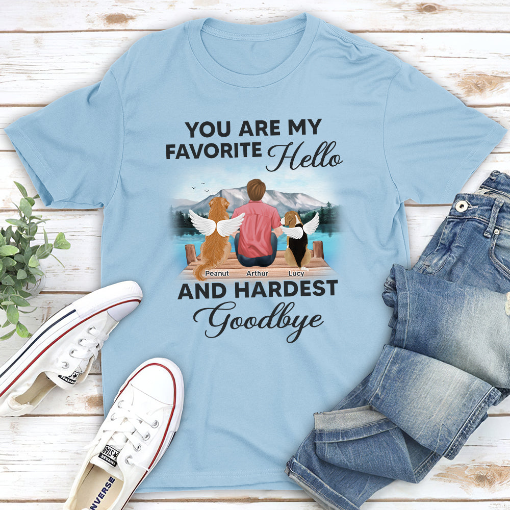 My Favorite Hello Memorial River - Personalized Custom Unisex 5.3 oz T-shirt for Pet Lovers