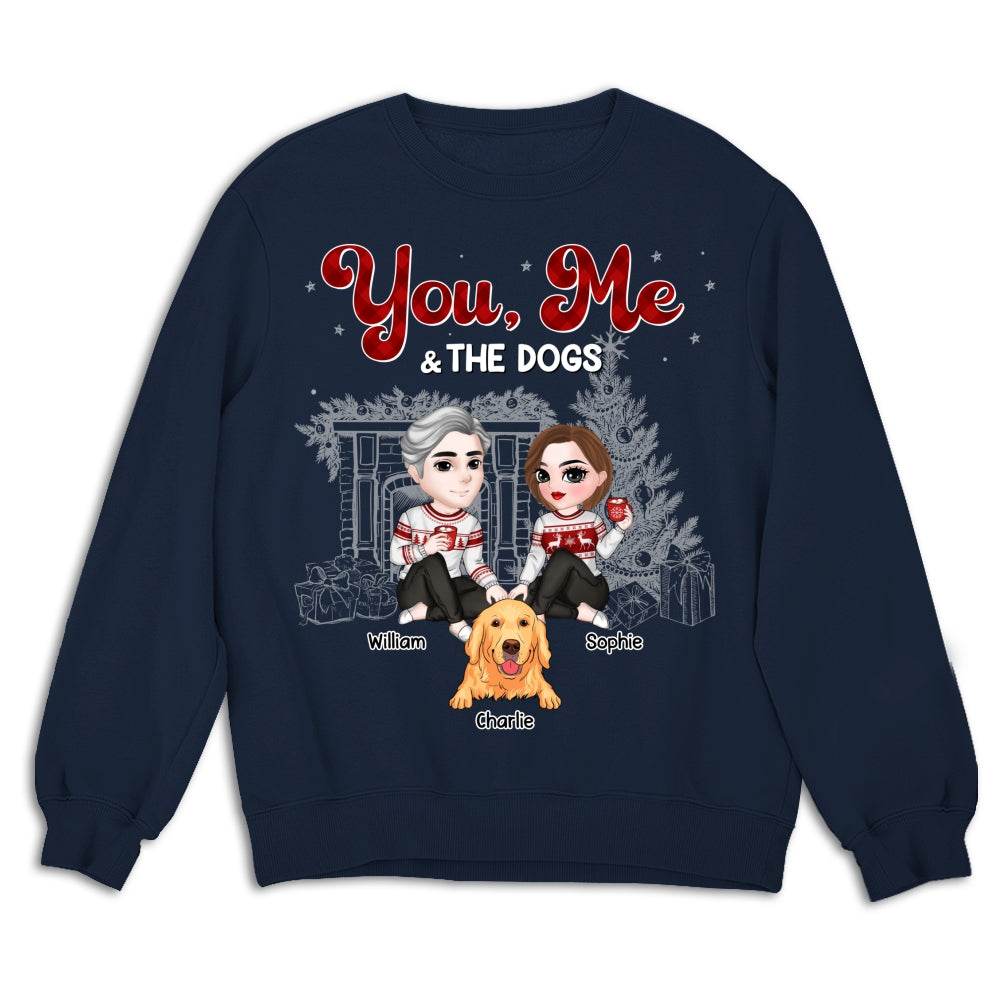 Customizable Couple And The Dogs Christmas Personalized Unisex Sweatshirt