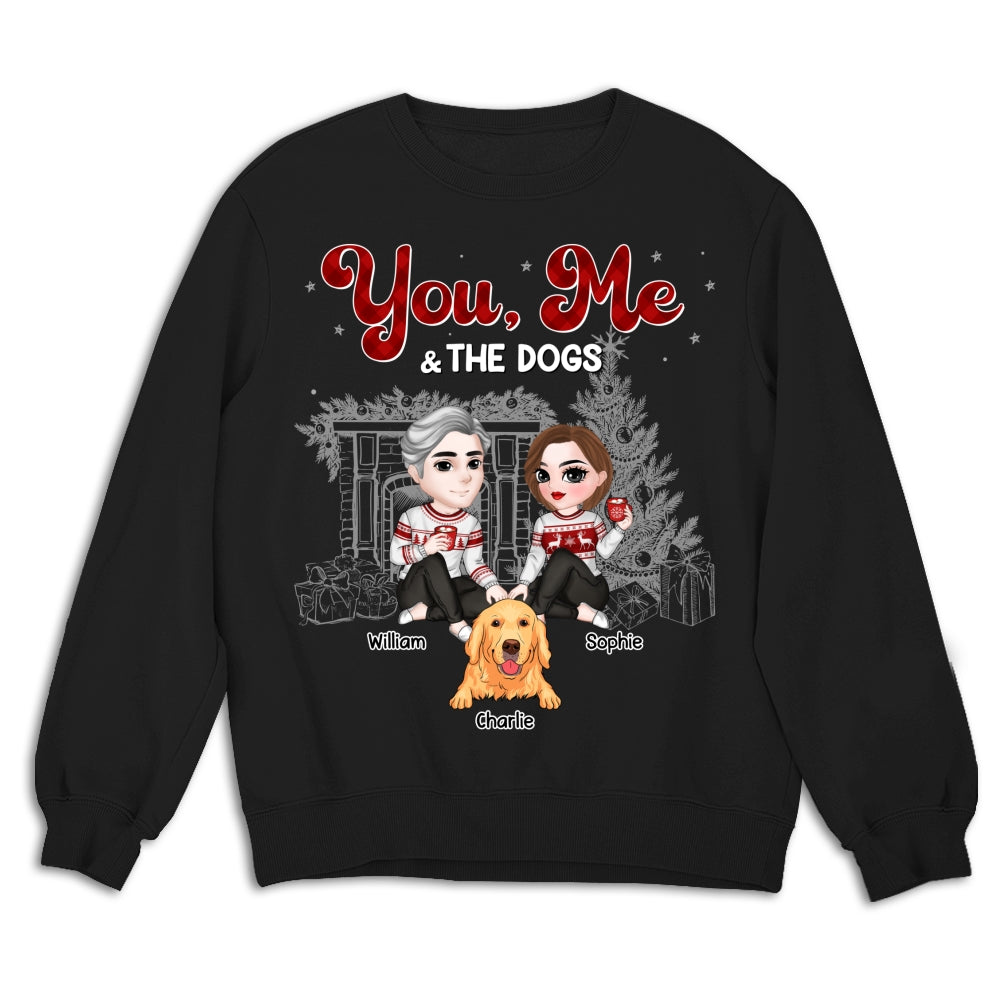 Customizable Couple And The Dogs Christmas Personalized Unisex Sweatshirt