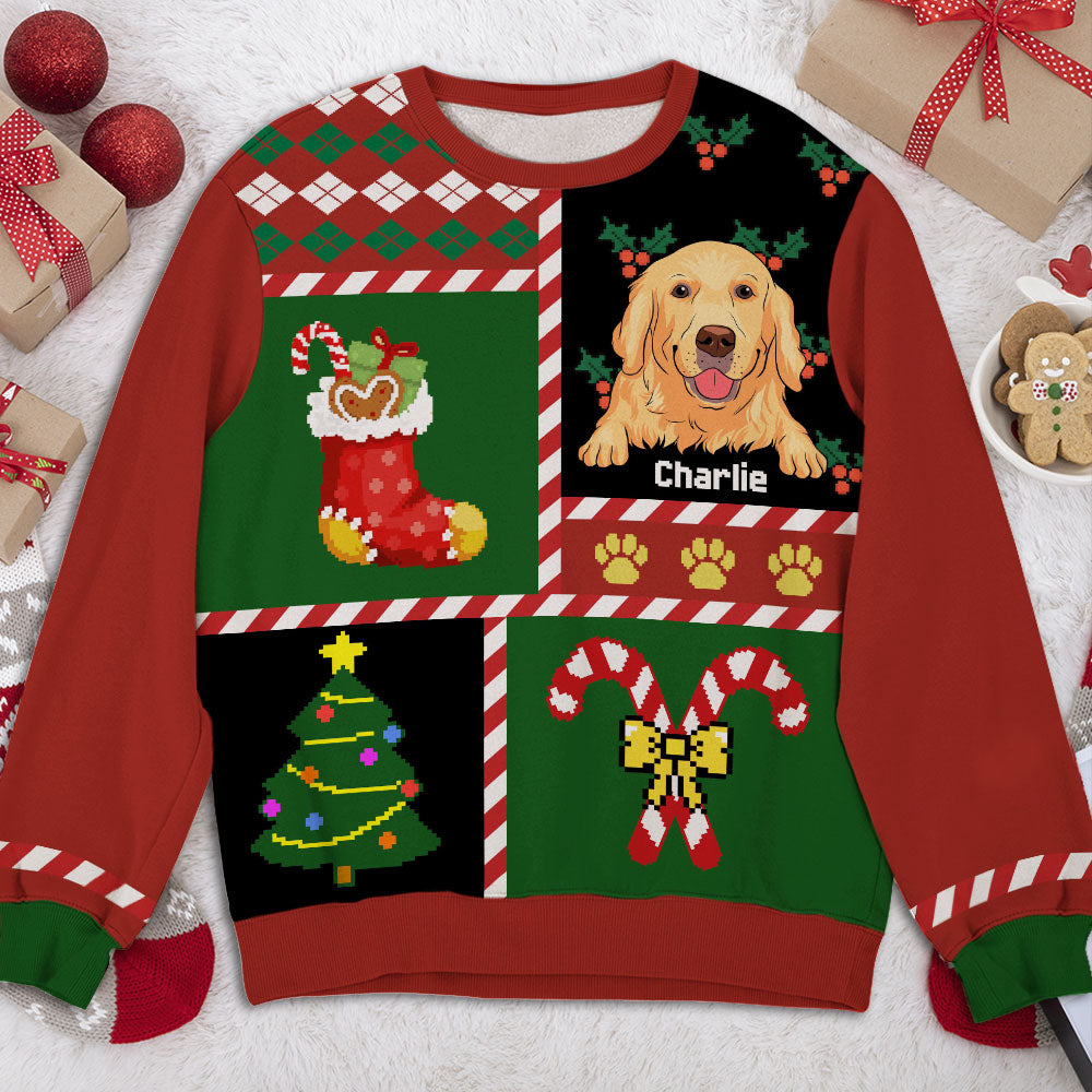 Adorable Peeking Dog Patchwork - Personalized Custom All-Over-Print Unisex 8.8 oz Sweatshirt for Dog Lovers