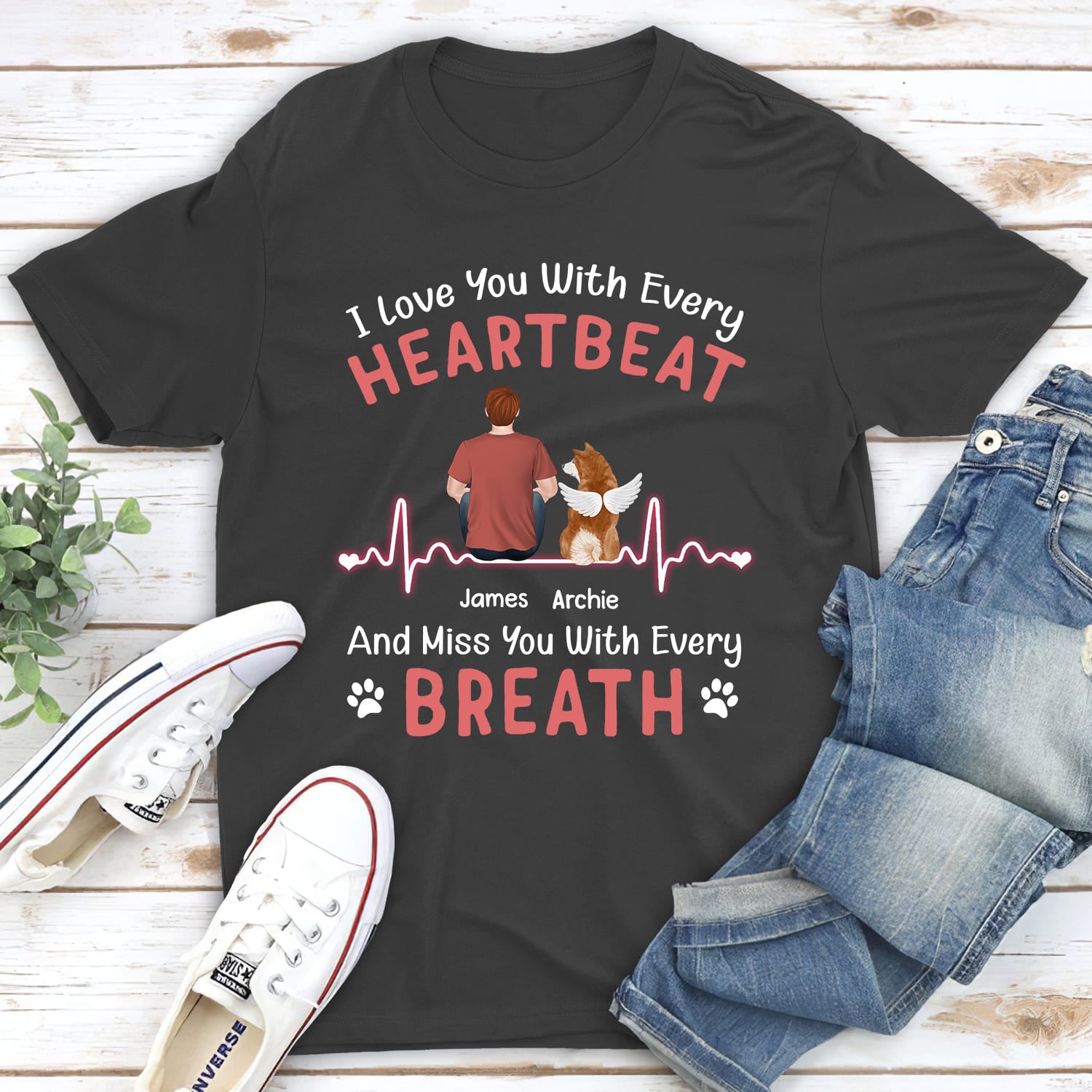 I Love You - Personalized Custom Unisex 5.3 oz Memorial T-shirt for Pet Lovers